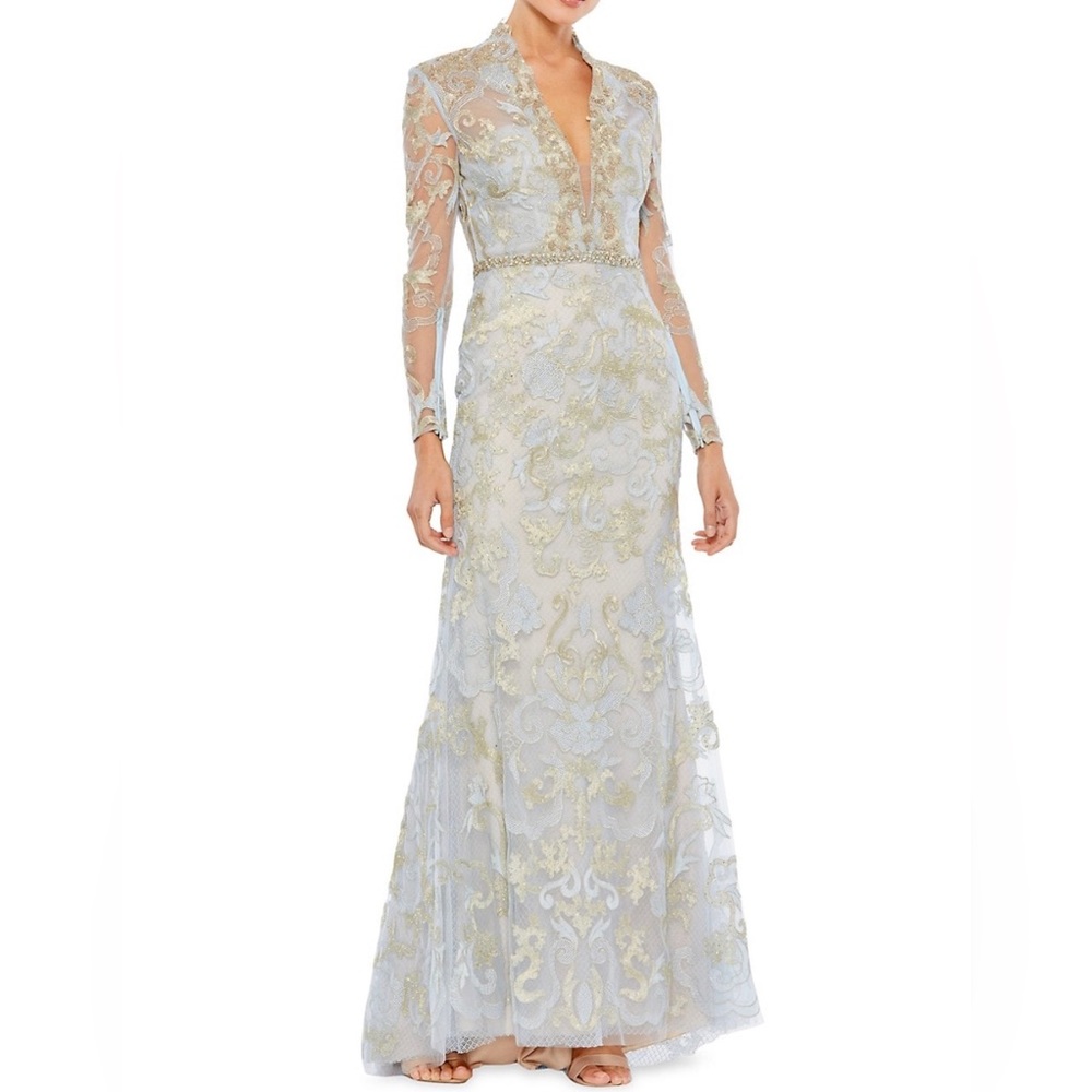 MacDuggal Beaded Lace MOB Evening Gown